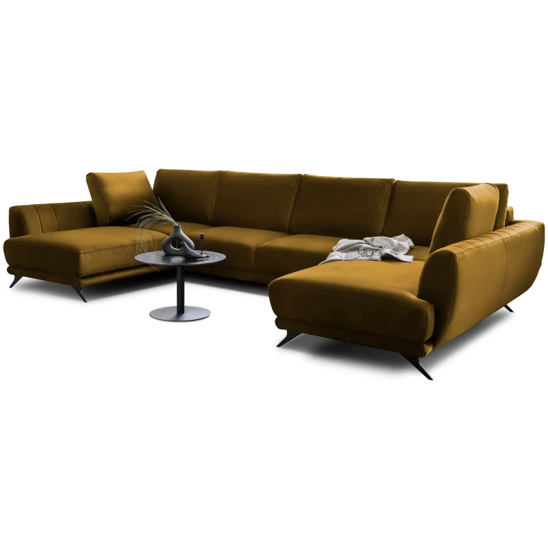 ALARION U-förmiges Schlafsofa - Senfgelb