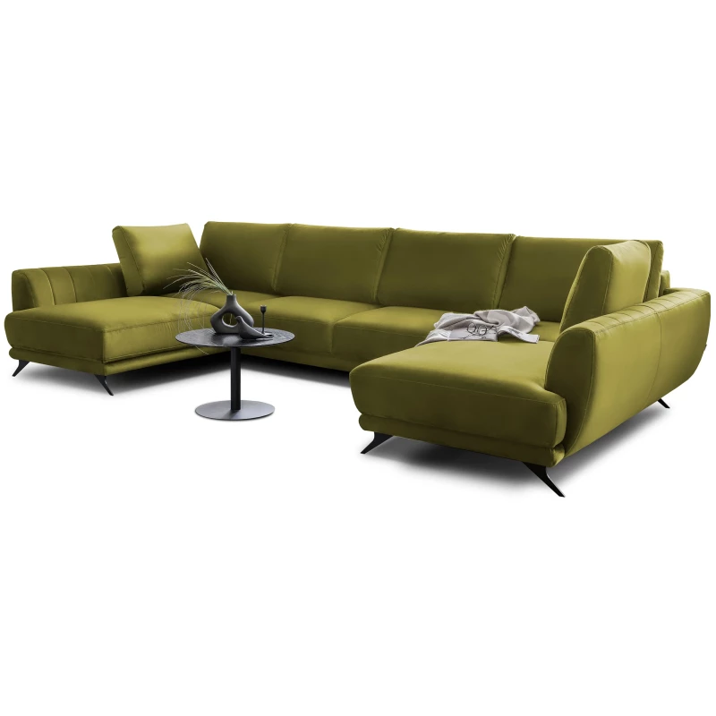 ALARION U-förmiges Schlafsofa – Hellgrün