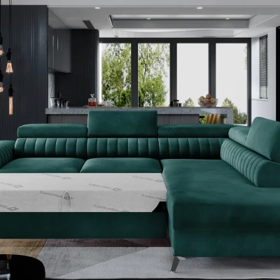 Ecksofa für das Wohnzimmer MELISENDE - grün, rechte Ecke