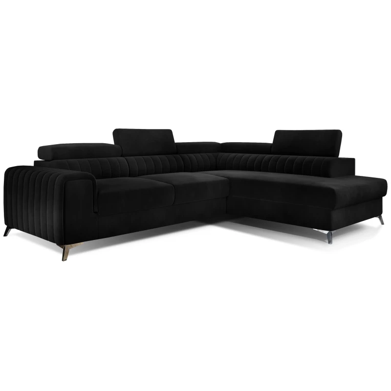 Ecksofa für das Wohnzimmer MELISENDE - schwarz, rechte Ecke