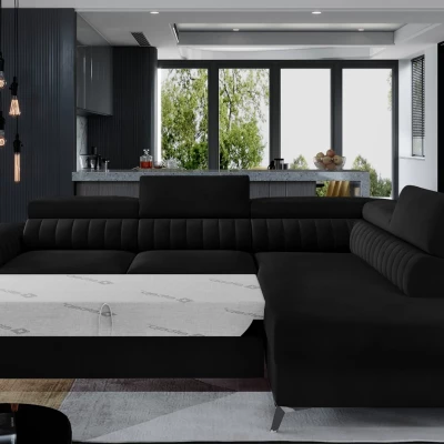Ecksofa für das Wohnzimmer MELISENDE - schwarz, rechte Ecke