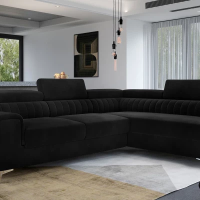 Ecksofa für das Wohnzimmer MELISENDE - schwarz, rechte Ecke