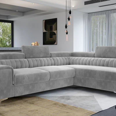 Ecksofa für das Wohnzimmer MELISENDE - hellgrau, rechte Ecke