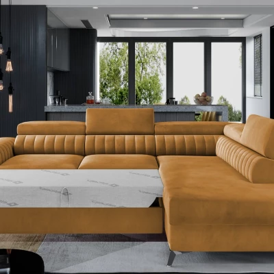 Ecksofa für das Wohnzimmer MELISENDE - gelb, rechte Ecke