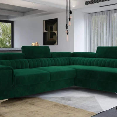 Ecksofa für das Wohnzimmer MELISENDE – flaschengrün, rechte Ecke