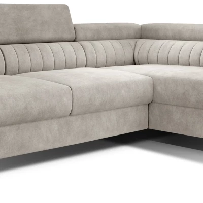 Ecksofa für das Wohnzimmer MELISENDE - beiges Öko-Leder, rechte Ecke