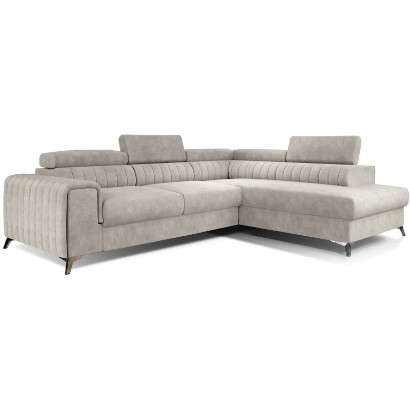 Ecksofa für das Wohnzimmer MELISENDE - beiges Öko-Leder, rechte Ecke