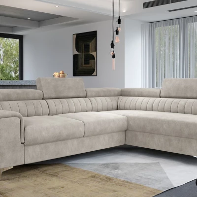Ecksofa für das Wohnzimmer MELISENDE - beiges Öko-Leder, rechte Ecke