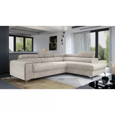 Ecksofa für das Wohnzimmer MELISENDE - beiges Öko-Leder, rechte Ecke