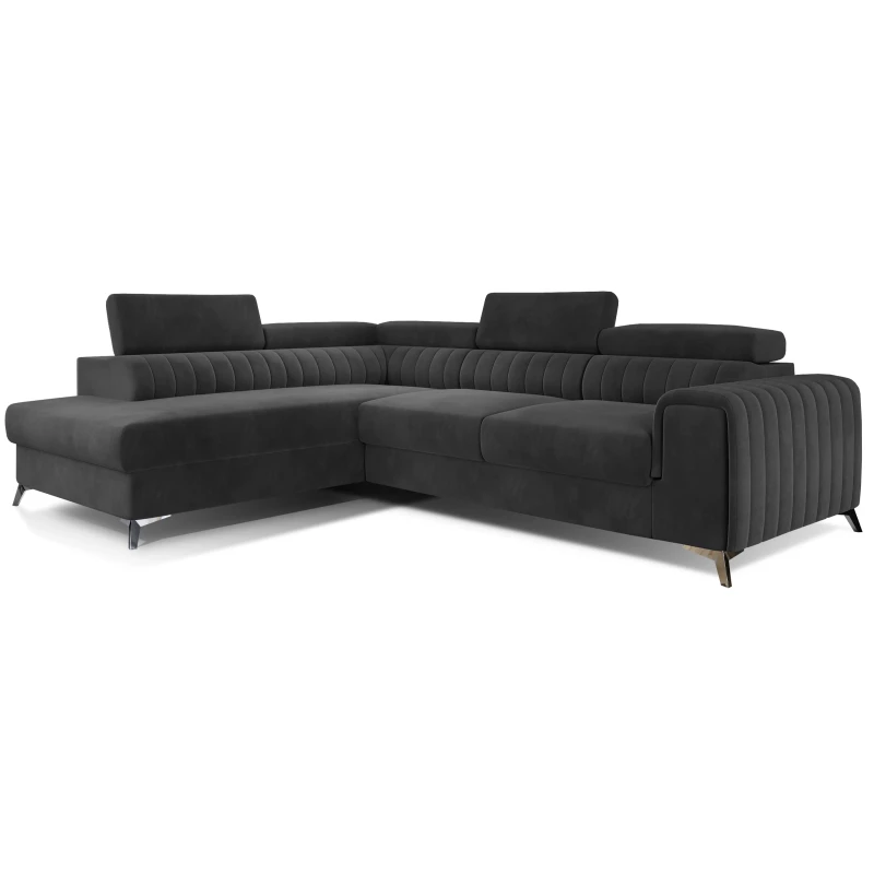Ecksofa für das Wohnzimmer MELISENDE - Anthrazit, linke Ecke