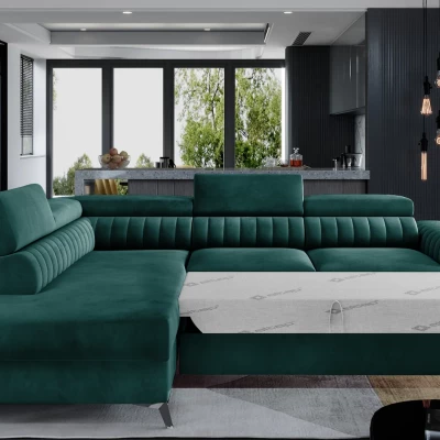 Ecksofa für das Wohnzimmer MELISENDE - grün, linke Ecke