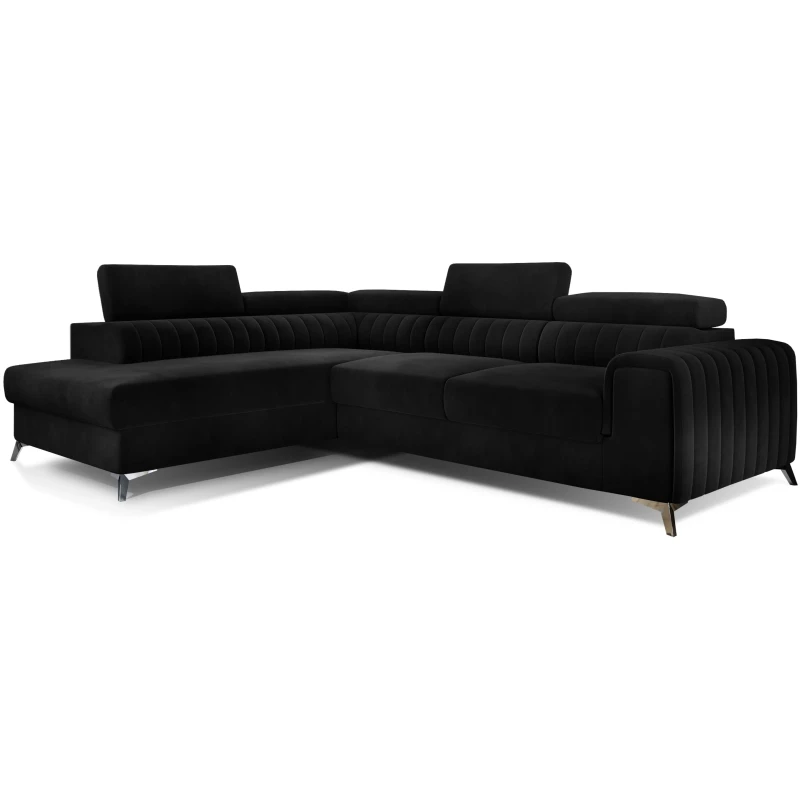 Ecksofa für das Wohnzimmer MELISENDE - schwarz, linke Ecke