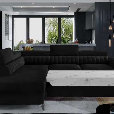 Ecksofa für das Wohnzimmer MELISENDE - schwarz, linke Ecke
