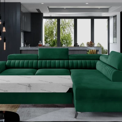 Ecksofa für das Wohnzimmer MELISENDE – flaschengrün, linke Ecke