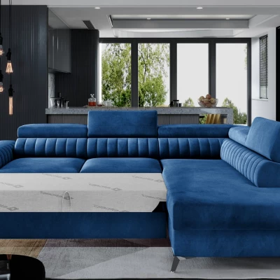 Ecksofa für das Wohnzimmer MELISENDE - marineblau, linke Ecke