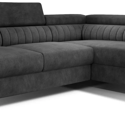 Ecksofa für das Wohnzimmer MELISENDE - dunkelgraues Öko-Leder, linke Ecke