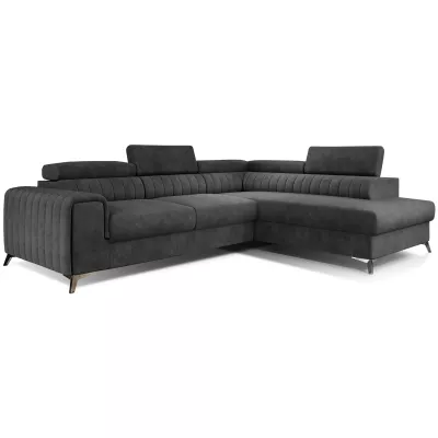 Ecksofa für das Wohnzimmer MELISENDE - dunkelgraues Öko-Leder, linke Ecke