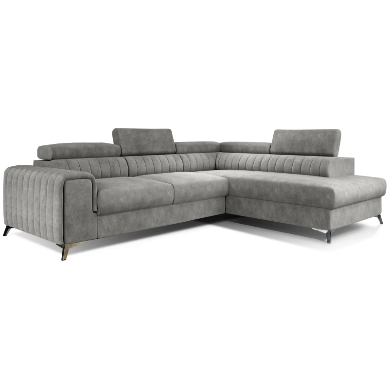 Ecksofa für das Wohnzimmer MELISENDE - graues Öko-Leder, linke Ecke