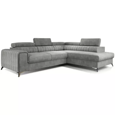 Ecksofa für das Wohnzimmer MELISENDE - graues Öko-Leder, linke Ecke
