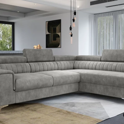 Ecksofa für das Wohnzimmer MELISENDE - graues Öko-Leder, linke Ecke