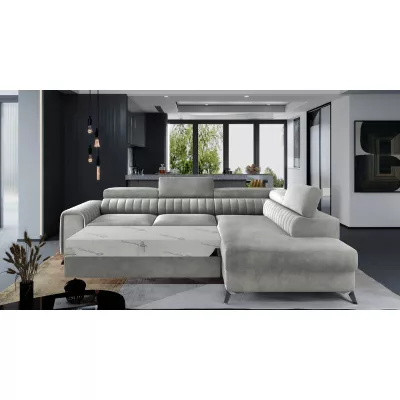 Ecksofa für das Wohnzimmer MELISENDE - graues Öko-Leder, linke Ecke