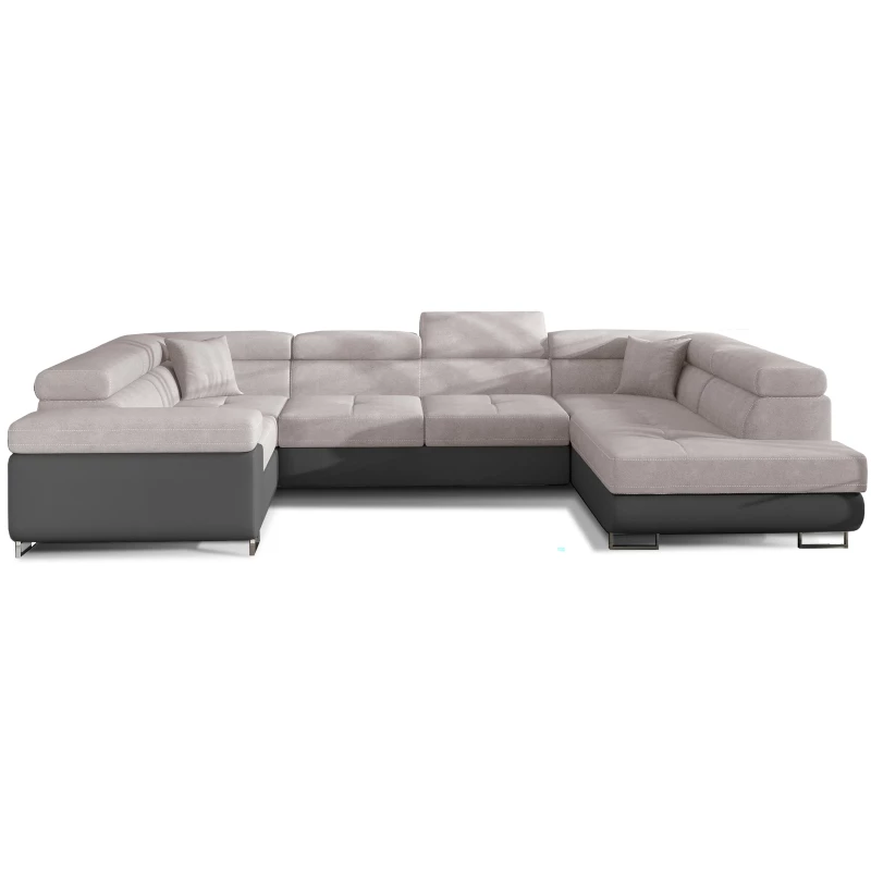 ORIANA U-förmige Sofagarnitur – beige/graues Kunstleder, Echtleder