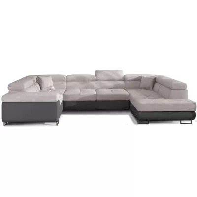 ORIANA U-förmige Sofagarnitur – beige/graues Kunstleder, Echtleder