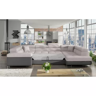 ORIANA U-förmige Sofagarnitur – beige/graues Kunstleder, Echtleder