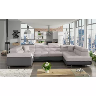 ORIANA U-förmige Sofagarnitur – beige/graues Kunstleder, Echtleder