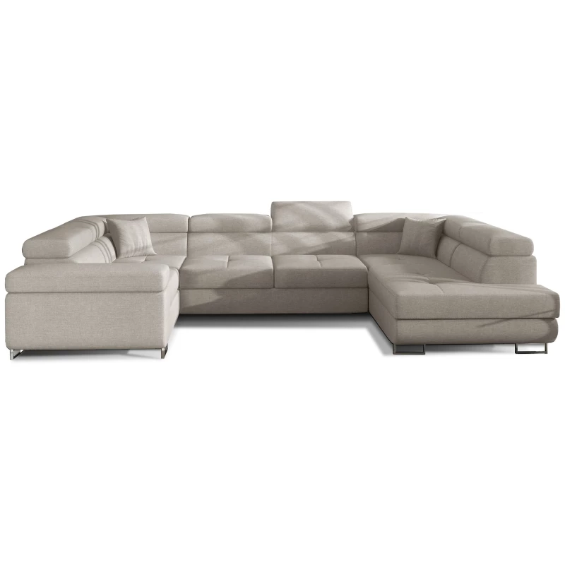 U-förmige Sofagarnitur ORIANA – grau-beige, echtes Design