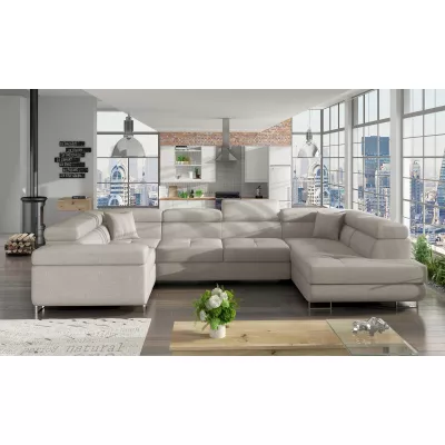 U-förmige Sofagarnitur ORIANA – grau-beige, echtes Design