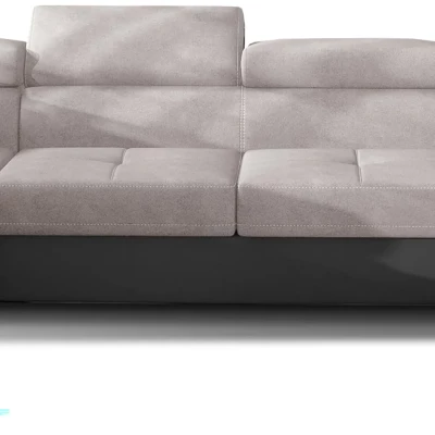 U-förmiges Schlafsofa ORIANA – beige/graues Öko-Leder, linke Ausführung