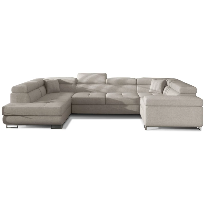 U-förmiges Schlafsofa ORIANA – grau-beige, linke Ausführung