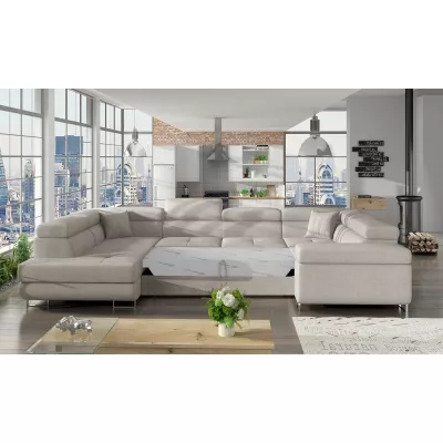 U-förmiges Schlafsofa ORIANA – grau-beige, linke Ausführung