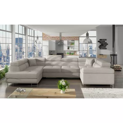 U-förmiges Schlafsofa ORIANA – grau-beige, linke Ausführung