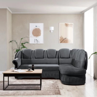 Eckschlafsofa KANOA 1 - grau, rechte Ecke