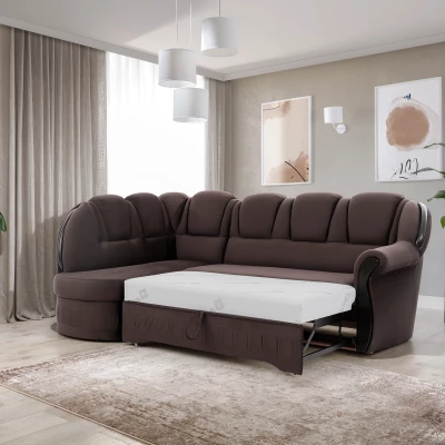 Eckschlafsofa KANOA 1 - braun, linke Ecke