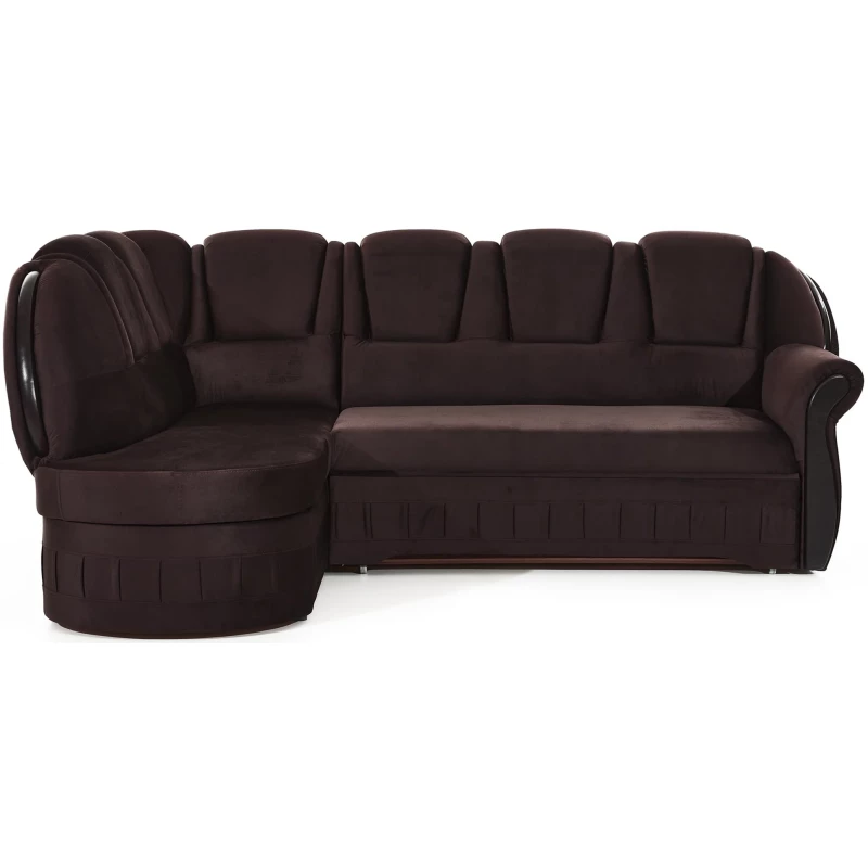 Eckschlafsofa KANOA 1 - braun, linke Ecke