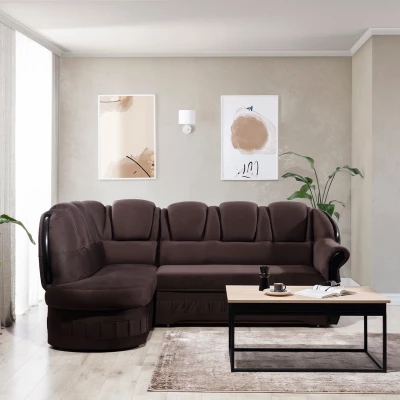 Eckschlafsofa KANOA 1 - braun, linke Ecke