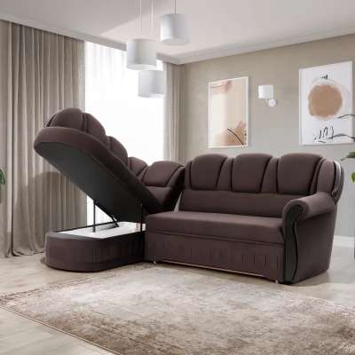 Eckschlafsofa KANOA 1 - braun, linke Ecke