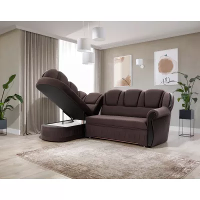 Eckschlafsofa KANOA 1 - braun, linke Ecke