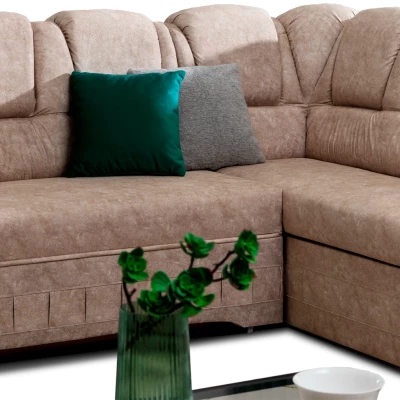 Klappbare Ecksofa-Garnitur KANOA 2 - beige, rechte Ecke