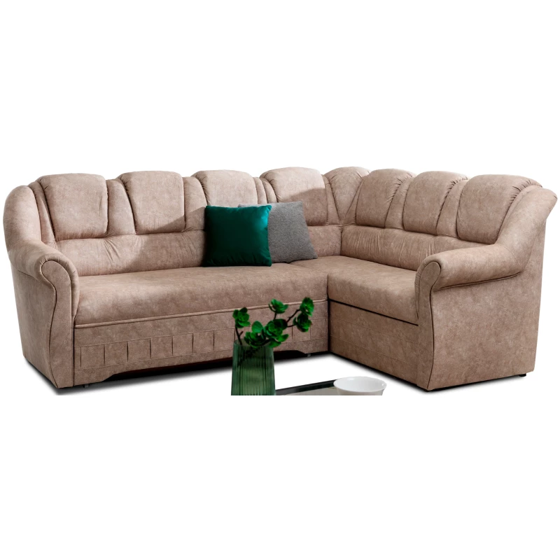 Klappbare Ecksofa-Garnitur KANOA 2 - beige, rechte Ecke