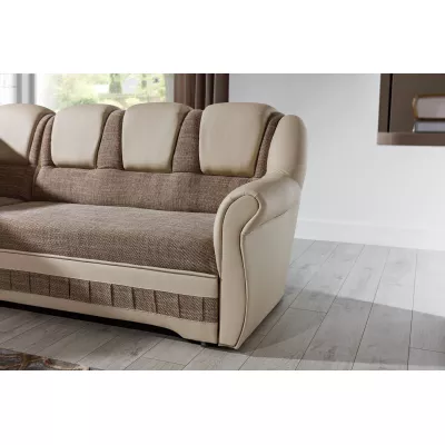 Klappbare Ecksofa-Garnitur KANOA 2 – Dunkelbeige/Beige, rechte Ecke