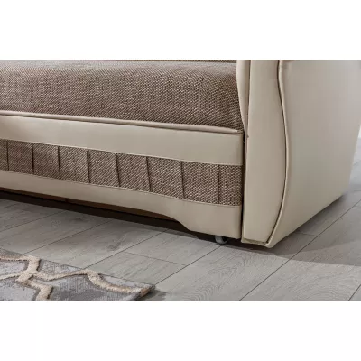 Klappbare Ecksofa-Garnitur KANOA 2 – Dunkelbeige/Beige, rechte Ecke