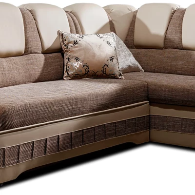 Klappbare Ecksofa-Garnitur KANOA 2 – Dunkelbeige/Beige, rechte Ecke