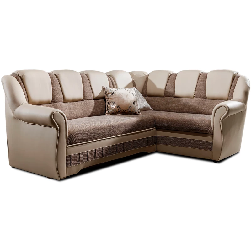 Klappbare Ecksofa-Garnitur KANOA 2 – Dunkelbeige/Beige, rechte Ecke
