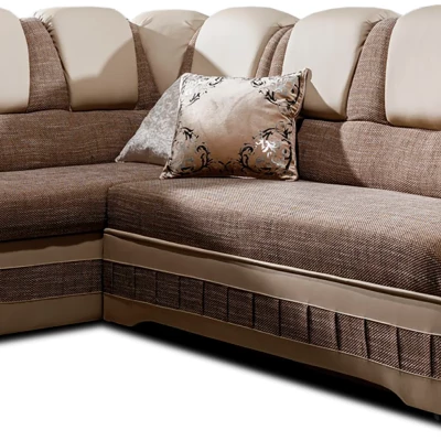Klappbare Ecksofa-Garnitur KANOA 2 – Dunkelbeige/Beige, linke Ecke