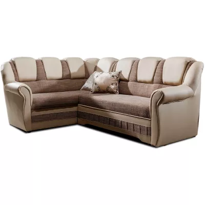 Klappbare Ecksofa-Garnitur KANOA 2 – Dunkelbeige/Beige, linke Ecke