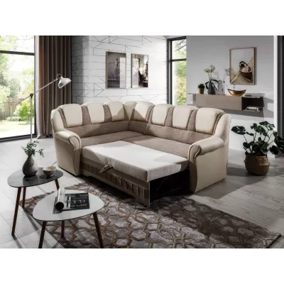 Klappbare Ecksofa-Garnitur KANOA 2 – Dunkelbeige/Beige, linke Ecke